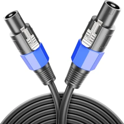 Bild av deleyCON 1m PA Högtalarkabel Studiokvalitet Gjord av ren OFC Koppar Kabel för Högtalare 2 Stift 2x 2,5mm² (AWG13) 8,3mm Metallåsning