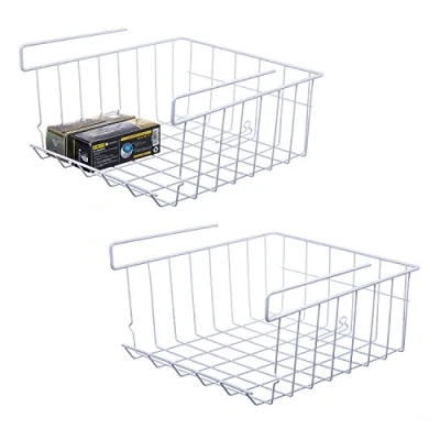 Bild av Lonian stapelbar hängande korg, 2 Pack under hyllan metalltråd förvaringskorg för kök, kontor, skafferi, badrum, skåp