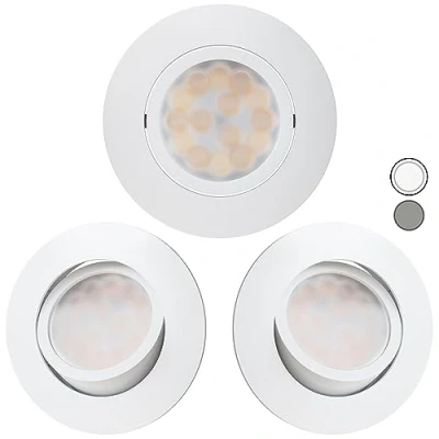 Bild av Scandinavian Home Set med 3 LED Spot 230 V dimbar WarmDim 5,8 W varmvit vridbar 68 mm 75 I badrum IP44 CRI 90 500 lm 3000K matt vit infälld spotlight platt