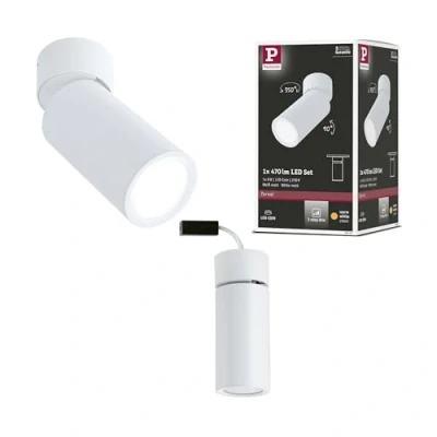 Bild av Paulmann 93087 LED Takbelysning Utanpåliggande belysning Turnal 470lm 3 stegsdimmer Vridbar Rund 6W dimbar Taklampa Vit matt Metall 2700K Coin