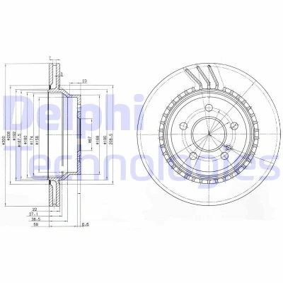 Bild av DELPHI BG3758 Disque de frein 300 22 5 ventilé huilé non traité sans roulement roue, bague ABS MERCEDES BENZ: Classe E Berline, Break