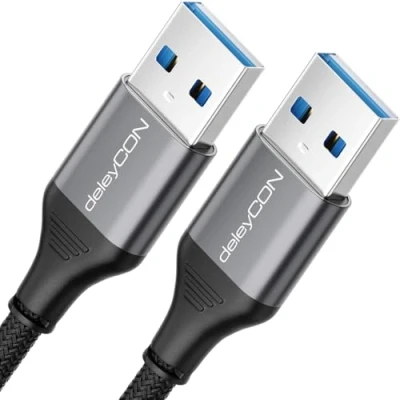 Bild av deleyCON 1,5m USB 3.0 Kabel Superhastighet 5Gbit/s (A Plugg till A Plugg) Aluminiumplugg + Nylonkabel Datakabel för Bärbar Dator, Hårddisk, Skrivare, Modem, Hårddiskar, Kameror m.m.