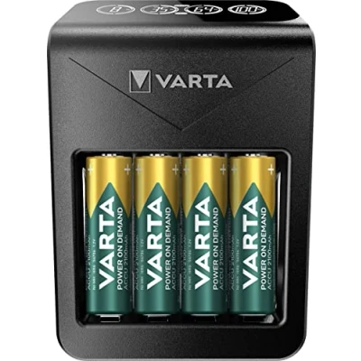 Bild av VARTA laddare inkl. 4X AA 2100mAh uppladdningsbar, för uppladdningsbara AA/AAA/C/D/9V och USB enheter, Power on Demand LCD Charger+, enstaka laddning,