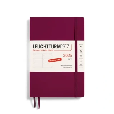 Bild av LEUCHTTURM1917 370565 Veckokalender 2025, medium A5 softcover 12 månaders planerare, 80 g, linjerad port röd