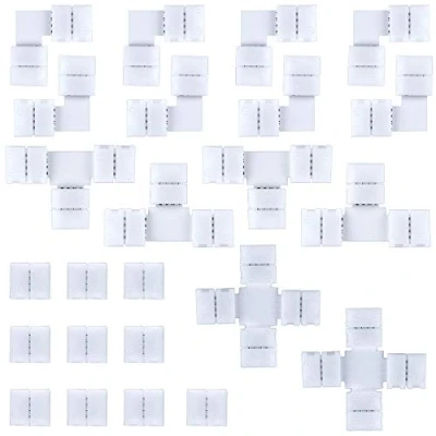 Bild av Jubaopen 24 pack 4 stift 10 mm 5050RGB LED remsa kontakt tejp, anslutning lödlös RGB band tejp ljusadapter för flerfärgad flexibel (4 former)