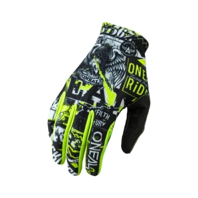 Bild av O&#039;NEAL Handskcykel motocross MX MTB DH FR Downhill Freeride Hållbara, flexibla material, ventilerad ovansida Matrix Glove Attack Unisex Svart neongul Storlek S