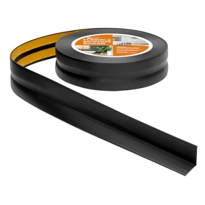 Bild av Quest Självhäftande Mjuk Golvlist 30 mm x Böjbar list, avslutningslist för kök och badrum Sockellist PVC, flexibel, vattentät, dekorativ (Svart, 10m)