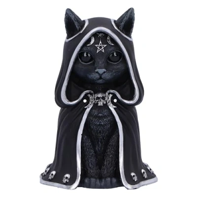 Bild av Nemesis Now Cult Cuties Zefur figurin 10 cm, harts, svart, Cuties™ samlarobjekt zefurfigur, skrämmande förtjusande katt i mantel, läskig kattgåva, gjuten finaste skickligt handmålad
