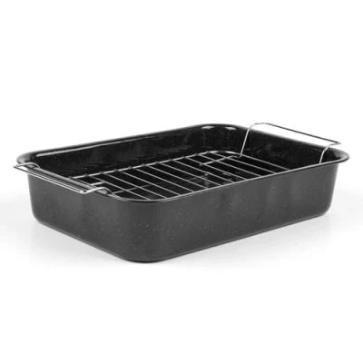 Bild av Russell Hobbs CW9161 Romano 34 cm emaljstek med galler, rektangulär ugnsform diskmaskinssäker, ugnsform, grillugnsform för ugnssäker upp till 230 grader