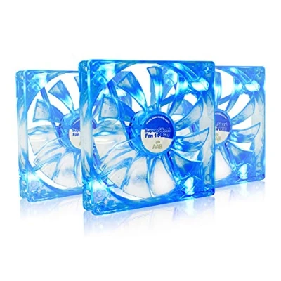 Bild av AABCOOLING Super Silent Fan 14 Blue LED Värdepaket 3 st Tyst och Effektiv 140mm Fläkt med blå 4 Vibrationsdämpare, 12V, PC Kylning, för Fodral, 14cm, Högt Luftflöde, CPU kylfläkt