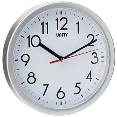 Bild av Unity Väggklocka, Hastings, Tyst Sweep, Modern, Silver, 22 cm/8,6 tum