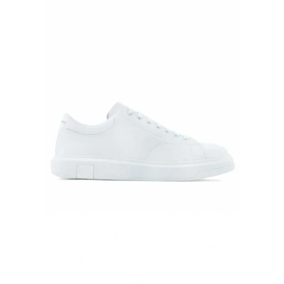 Bild av Armani Exchange Män Venice med präglad logotyp på plattform sula sneakers, OP.Vit, 42,5 EU