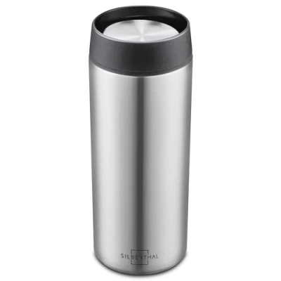Bild av SILBERTHAL Thermo Mug 350ml Stainless Steel, Leak Proof to Go with Ceramic, Ceramic Thermos Mug, Silver Coffee Up 6 Hours Warm