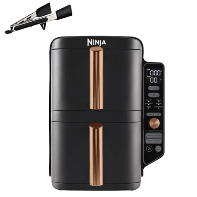 Bild av Ninja Double Stack XL luftfritös, vertikal luftfritös med dubbla lådor och 4 tillagningsnivåer, 2 lådor, ställ, platsbesparande design, 9,5 liters kapacitet, 6 funktioner, 8 portioner, SL400EUCP