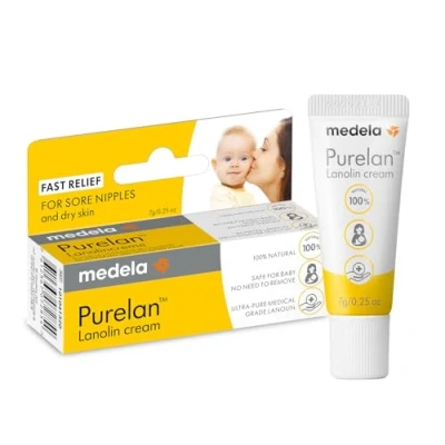 Bild av Medela Purelan 7 g lanolinkräm, snabb hjälp vid stressade bröstvårtor och torr hud, 100 % naturlig, hypoallergen, dermatologiskt testad parfymfri