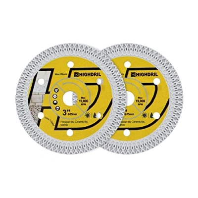Bild av HIGHDRIL Diamantskiva kakel 75 mm X 10 mm, 2 st tänder kakelsågblad för hårdkeramik porslinsplattor granit Bosch GWS 10,876 kakelskiva