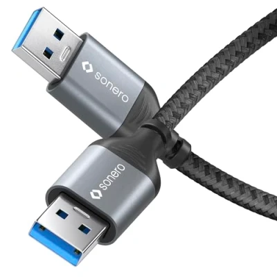 Bild av Sonero® USB A till datakabel, anslutningskabel, kabel typ A, 3.0, 5 GB/s, rymdgrå/svart, 2,00 m