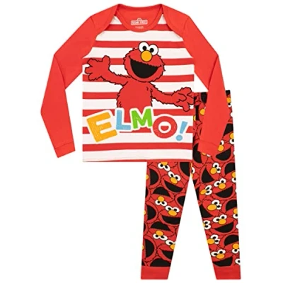 Bild av Sesame Street Flickor Pyjamas Smal Passform Elmo Röd 110