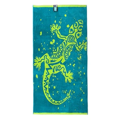 Bild av Jilda tex strandhandduk 90 x 180 cm badhandduk strandlakan handduk 100 % bomull velour frotté lättskött (Gecko)