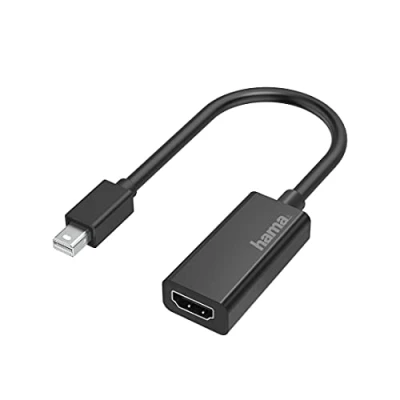 Bild av Hama Mini DisplayPort till HDMI adapter (4K Ultra HD kvalitet, miniport display hane hona, idealisk för Macbook Air/Macbook Pro/Mac Full HD, 10 års garanti: svart