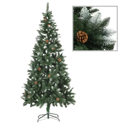 Bild av VidaXl Plastgran Med Kottar Och Vitt Glitter 210 Cm