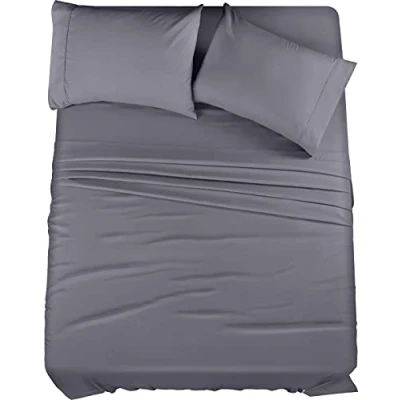 Bild av Utopia Bedding 4 st mikrofiber sänglakan set (drottning, grå)