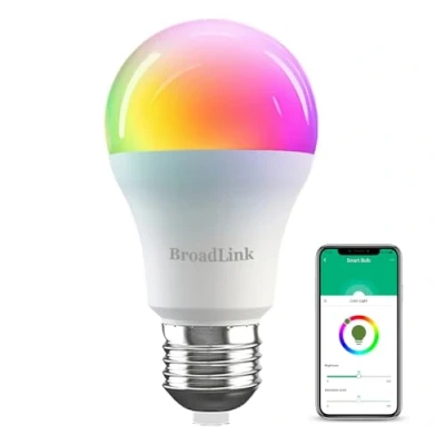 Bild av BroadLink Smart glödlampa, 10 W RGB dimbar 800 lm Wi Fi LED smarta glödlampor färgändrande E27 A60, kompatibel med Alexa, Google Home, Siri och IFTTT, ingen nav krävs