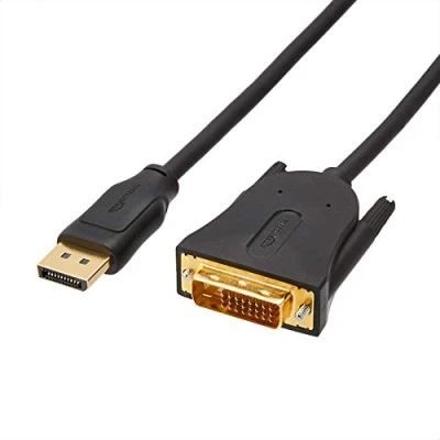 Bild av Amazon Basics DisplayPort till DVI skärmkabel, 1920x1080p, 1080 vid 60 Hz, vinylkabel, guldpläterade kontakter, (1,83 m), svart