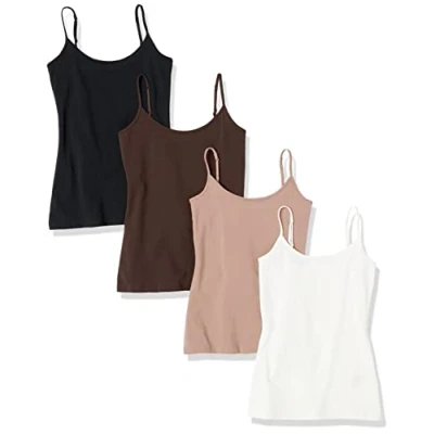 Bild av Amazon Essentials Women&#039;s Kamisol smal passform, Pack of 4, Espresso/Mörkt gråbrun/Svart/Vit, XL