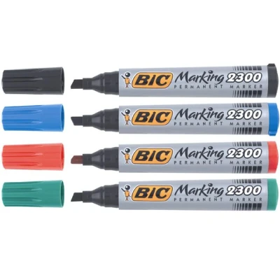 Bild av BIC Marking 2300 Ecolutions permanenta markörer blandade färger, paket med 4 mejselspets 3,7 till 5,5 mm
