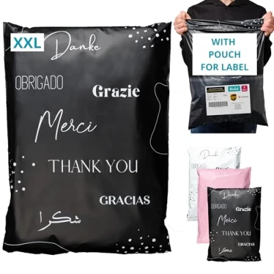 Bild av 20 Vinted paketpaket med glid storlek XXL 60 x 45 cm 100% OPAK/ULTRA RESISTANT/Vattentät Fraktkuvert i plast Kläder &amp; Kartong Postväska Tackväska