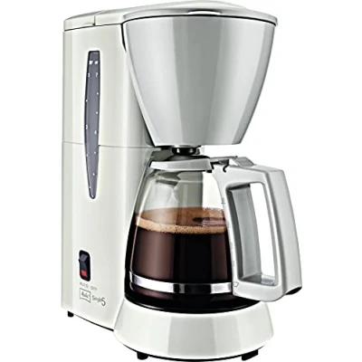Bild av Melitta Single5 liten filterkaffebryggare med glaskanna droppstopp 5 koppar vit (M720WH)