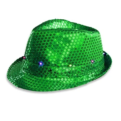 Bild av Blinkande LED Fedora hatt Glowhouse (grön)