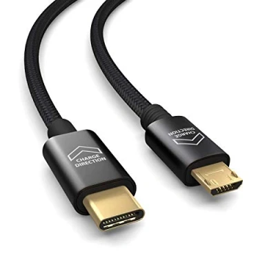 Bild av 2 m USB anslutningskabel, typ C till Micro kabel, laddar enheter, datakabel, laddningskabel, 2.0, svart