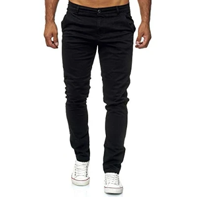 Bild av Elara Chino byxor för män Regular Slim Fit Stretch Chunkyrayan MEL009 Schwarz 33/32