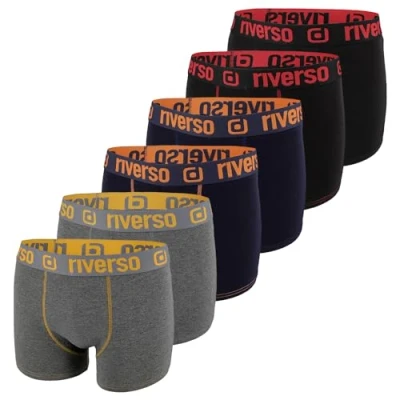 Bild av riverso Boxershorts för män, RIVOle, 6 pack, kalsonger, retroshorts, set, boxershorts, stretch, svart, grå, blå, vit, grön, röd, orange, gul, S, M, L, XL, XXL, 3XL, 4XL, 5XL, Färgblandning 8