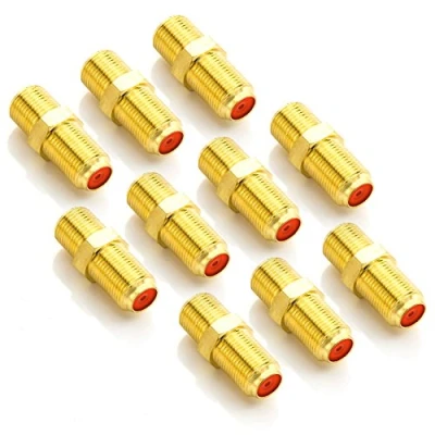 Bild av deleyCON 10x Sat Adapter Connector Koaxialkabel Förlänger 2x F Uttag Bredd Mutter Guldpläterad för Cable BK Systems