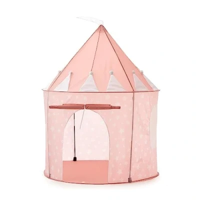 Bild av Barns Gils pojkar tepee lektält med golvmatta, enkel installation yurt stil måne stjärnor mönster barn slott prinsessa äventyr för inomhus och utomhusspel (rosa stjärnklar)