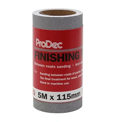 Bild av ProDec PAFP320V 320 korn extra fin kvalitet efterbehandlingspapper 5 m x 115 mm slipande pappersrulle