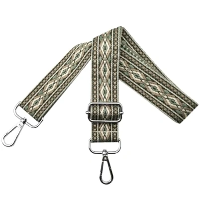 Bild av Justerbar axelrem för väskor dam bärrem, fickremmar ombyte, fickrem bredd 3,8 cm med silver karbinhake, axelväska handväskor, armégrön, N13