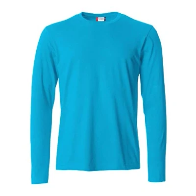 Bild av CLIQUE Män Basic T L/S långärmad shirt, jersey bomull, stretch krage, solskydd, slim fit passform, Turkos, XL