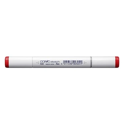 Bild av COPIC Skissmarkör typ R 29, läppstift röd, professionell penselmarkör, med en superpenselspets och mediumbrun spets