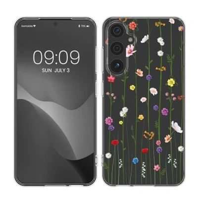 Bild av kwmobile Klart fodral kompatibelt med Samsung Galaxy A35 telefonfodral mjukt TPU vildblommor vinstockar flerfärgad/transparent