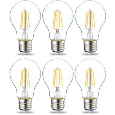 Bild av Amazon Basics Edison skruvlampa, LED, E27, 4,3 W (motsvarande 40 W), klar glödtråd, varmvit, ej dimbar, paket med 6