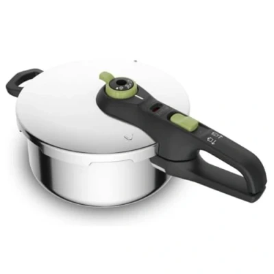 Bild av Tefal P2580400 Secure Trendy tryckkokare 4 L 2 stegs matlagningsregulator: Intensiv nivå 117C, mild 112C Induktion kapselbotten för alla typer av spisar kort grepp rostfritt
