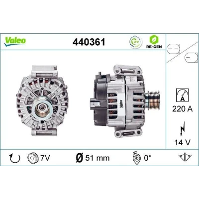Bild av VALEO 440361 Alternateur 14V 220A MERCEDES BENZ: Classe E Berline, Coupe, ML