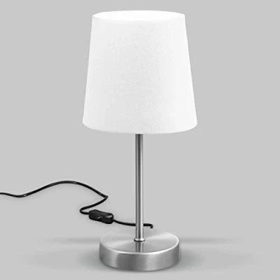 Bild av B.K.Licht LED bordslampa tyglampa I vit matt nickel E14 sänglampa med strömbrytare IP20