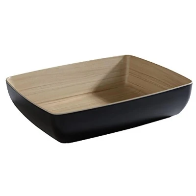 Bild av APS 84590 FRIDA GN 1/2 1/6 melamin skål kvadratisk, 32,5 x 26,5 7,5 cm 4 l. Svart/beige