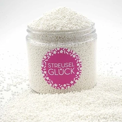 Bild av Strusel lycka strössel bara ren vit 180 g icke pareiller sockerpärlor sockerströssel barns födelsedag jul tårtdekoration cupcakes muffins tårtströssel kakor tårta