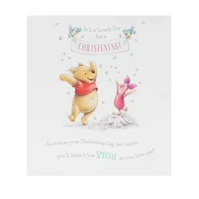 Bild av Brittiska hälsningar sött dop gratulationskort Nalle Puh dopkort Disney för pojke flicka, multi, (677089 0 1), 159 x 184 mm